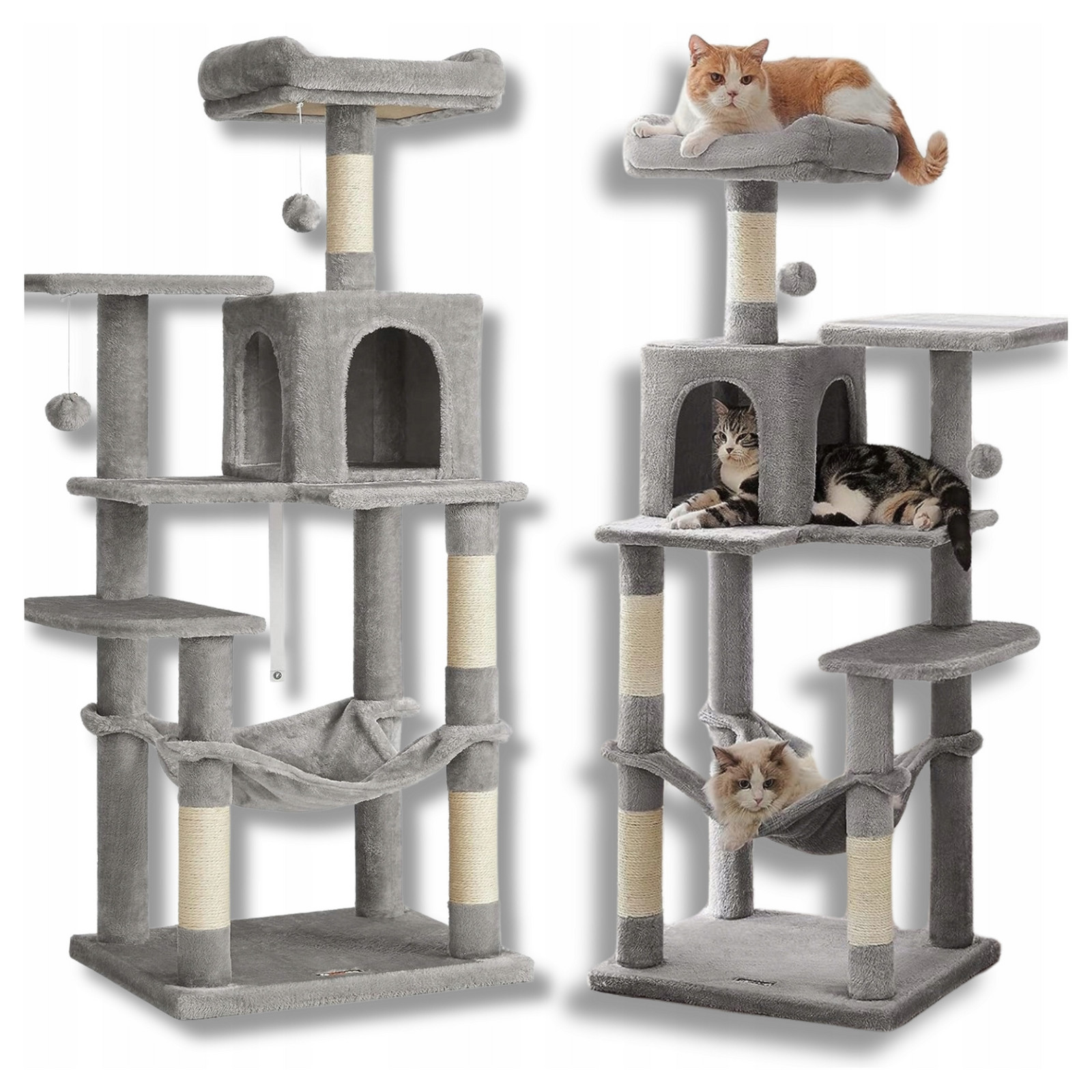 Škrabadlo Pro Kočky Velké XL 6 Úrovní Vysoké Pelíšek Sloupek Domeček 143 cm