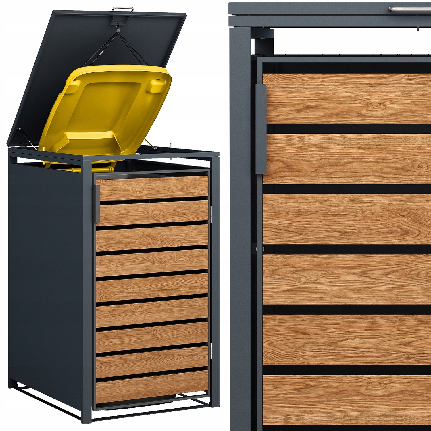 Kryt na odpadkový koš Jumi, antracitový, s klapkou, 240 l