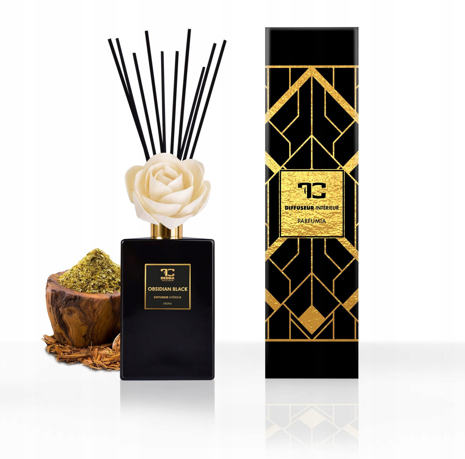 Dedra 500 ml difuzér Flow tyčinky, Obsidian Black, Parfumia