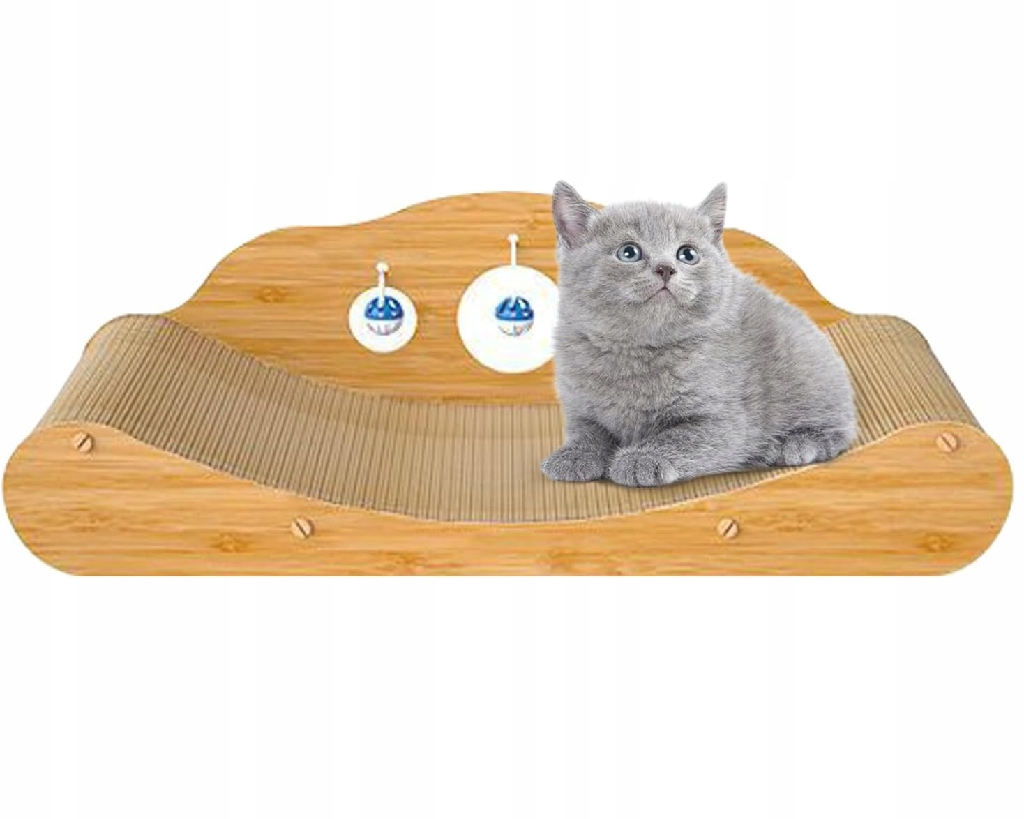 Škrabadlo pro kočky pelíšek 2v1 podložka na škrábání míčku koťátka (F088)