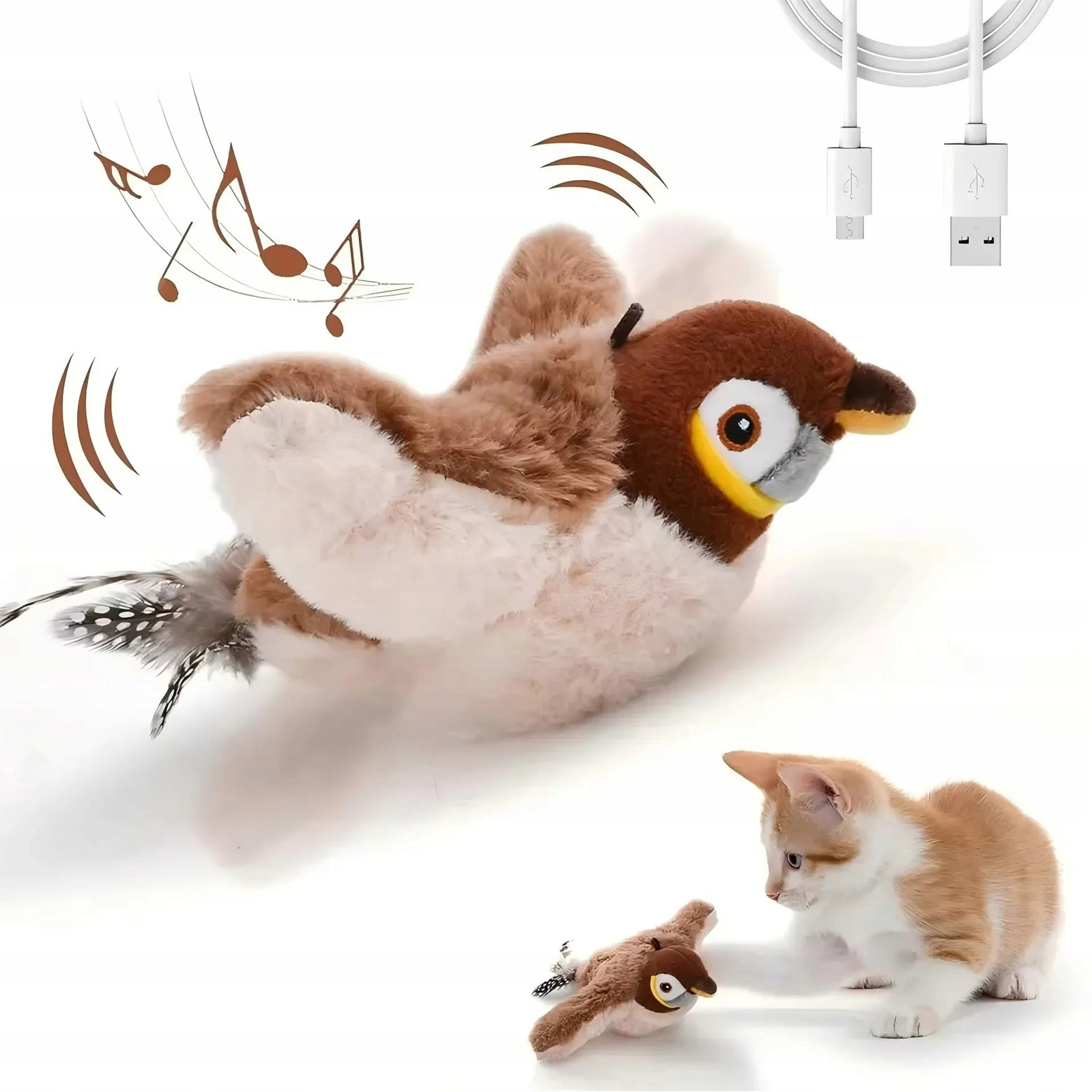 Interaktivní Hračka Usb Létající pták Hračka Pro Kočky Realistická