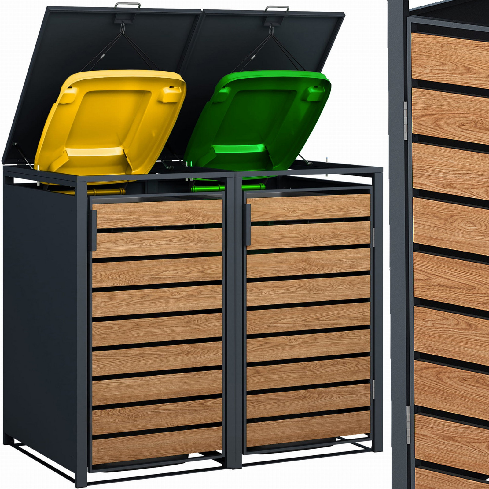 Stylová nástavba na odpadkový koš – antracitová se dvěma komorami