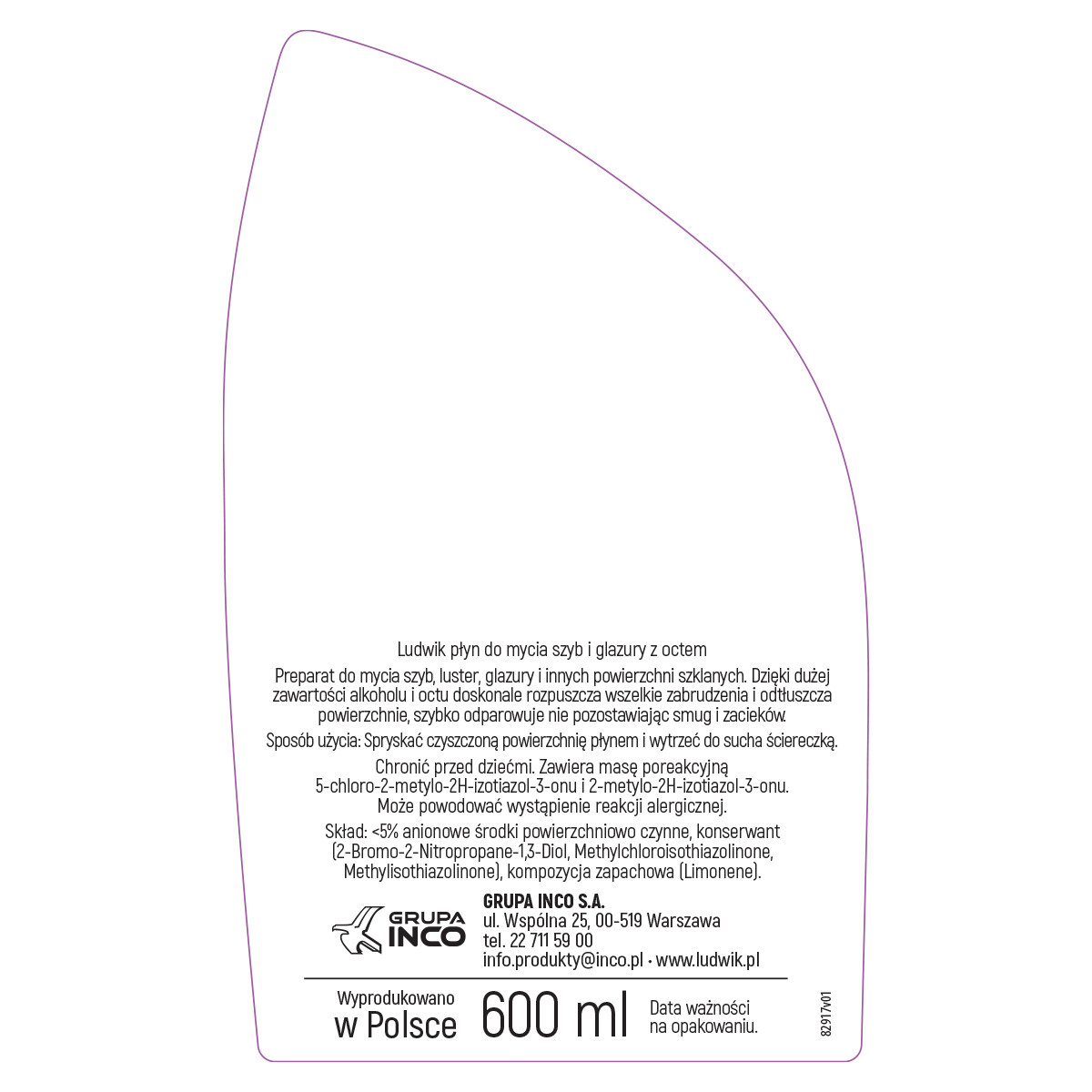 Čistič skel Ludwik Grapefruit s octem 600 ml