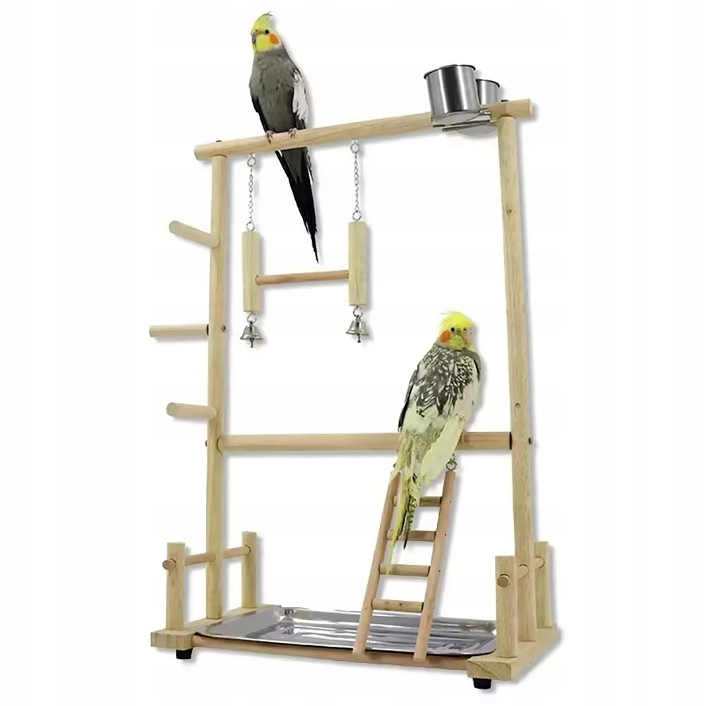 Dětské hřiště Stojan pro ptáky, dřevěná houpačka pro papouška, sada hraček