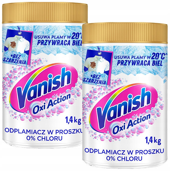 Vanish Oxi Action Odstraňovač skvrn v prášku na bílé prádlo 0% chlóru 2,8 kg