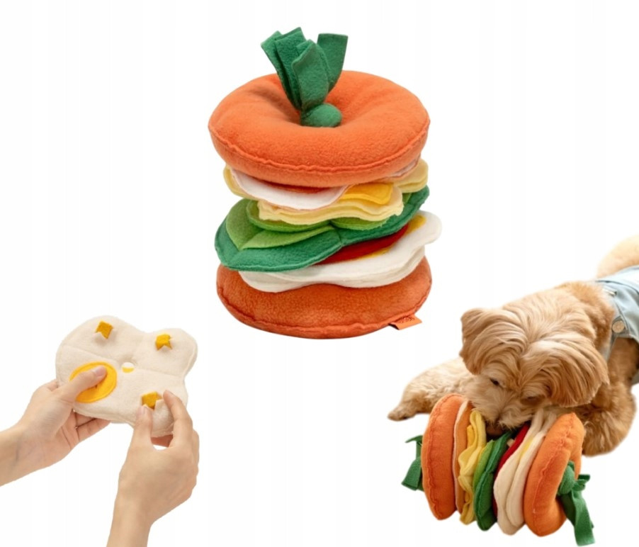 Plyšová Hračka Pro Psa Hamburger Burger Čichová Vzdělávací
