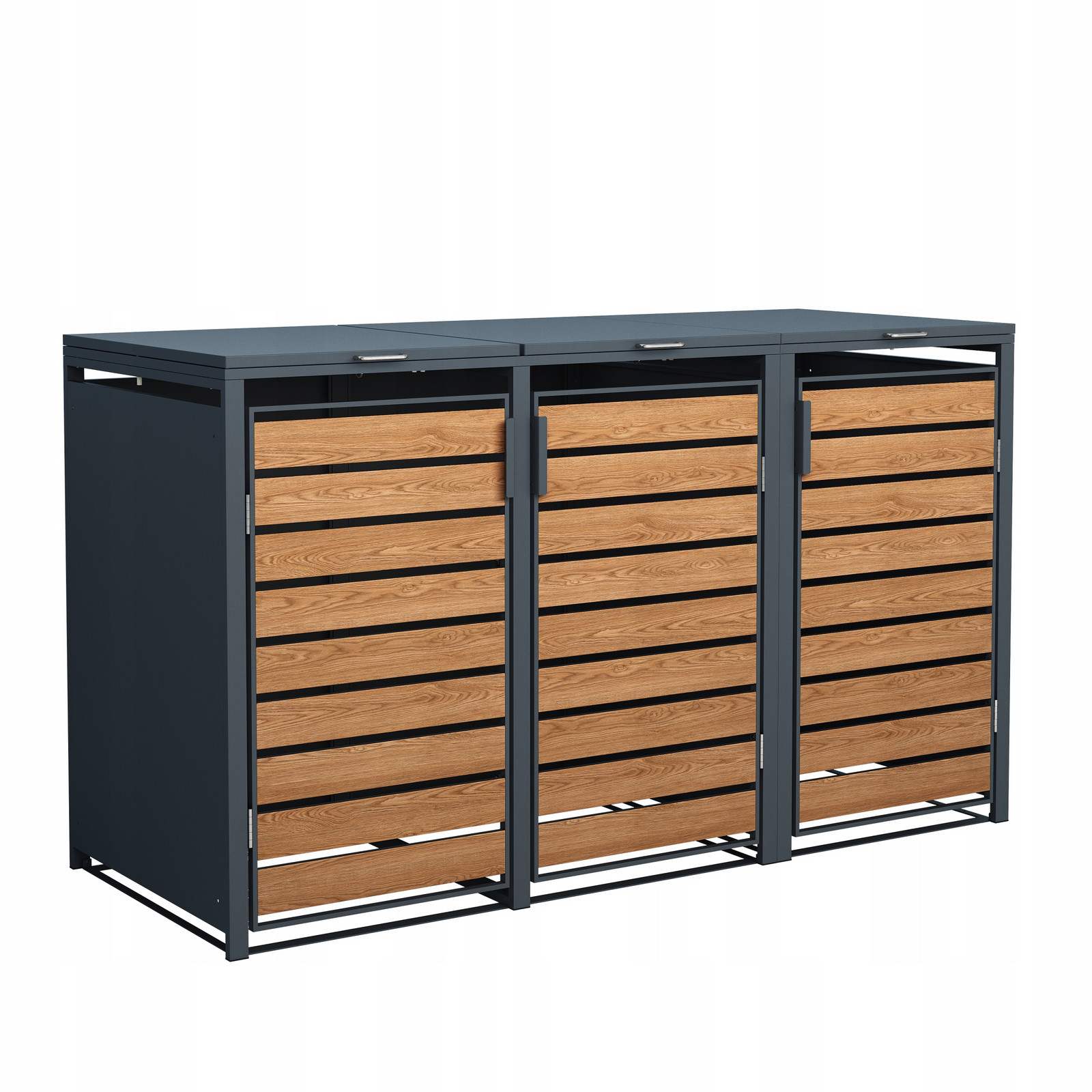 Elegantní kryt na odpadkový koš z antracitového kovu, 3 komory