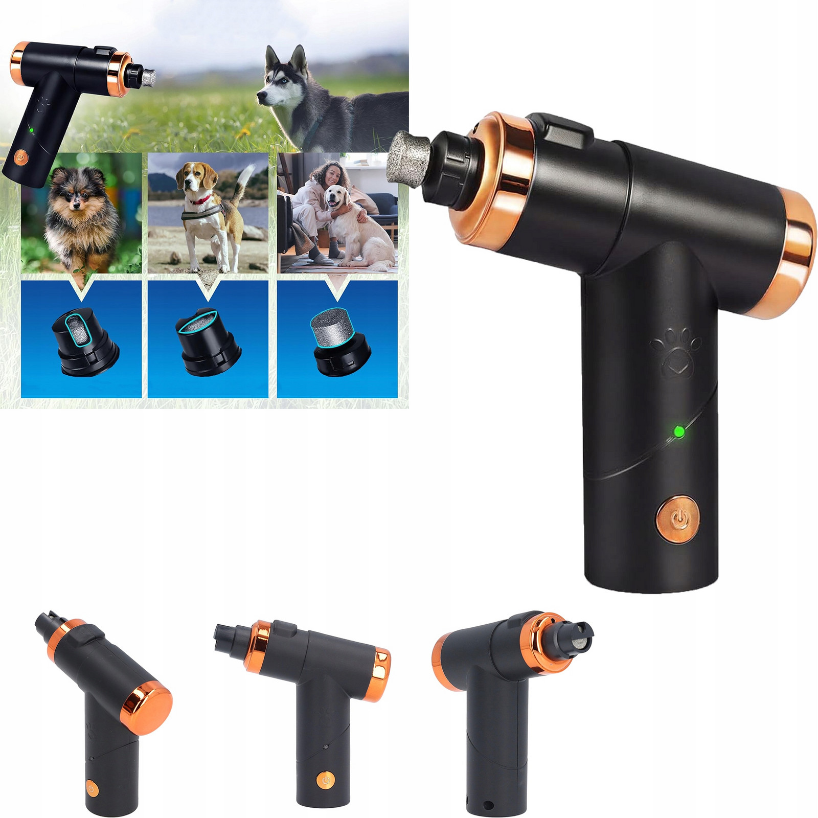 Bruska na nehty pro domácí mazlíčky Led+usb 5H použití Nastavitelné otvory