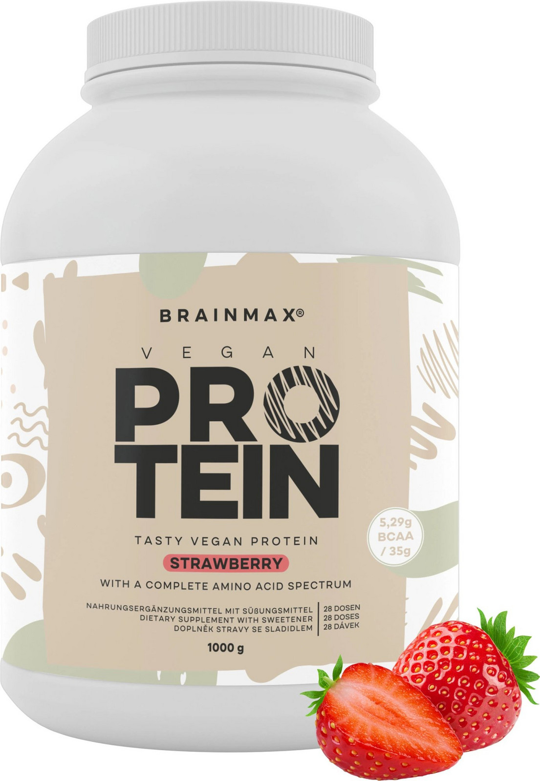 BRAINMAX Vegan protein jahoda 1000 g