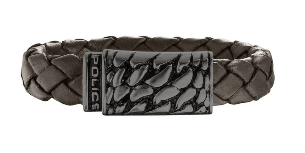 Police Tmavě hnědý kožený náramek pro muže S14AHW03B