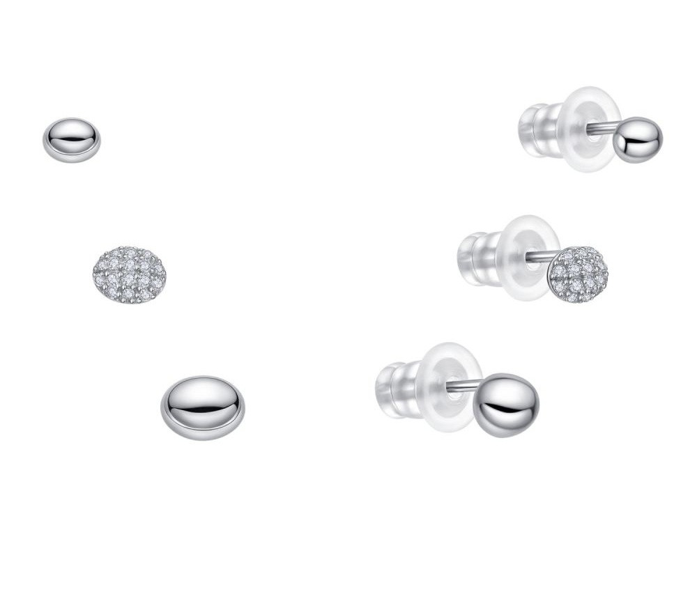 MOISS Sada drobných stříbrných náušnic E0004887 (3 páry náušnic)