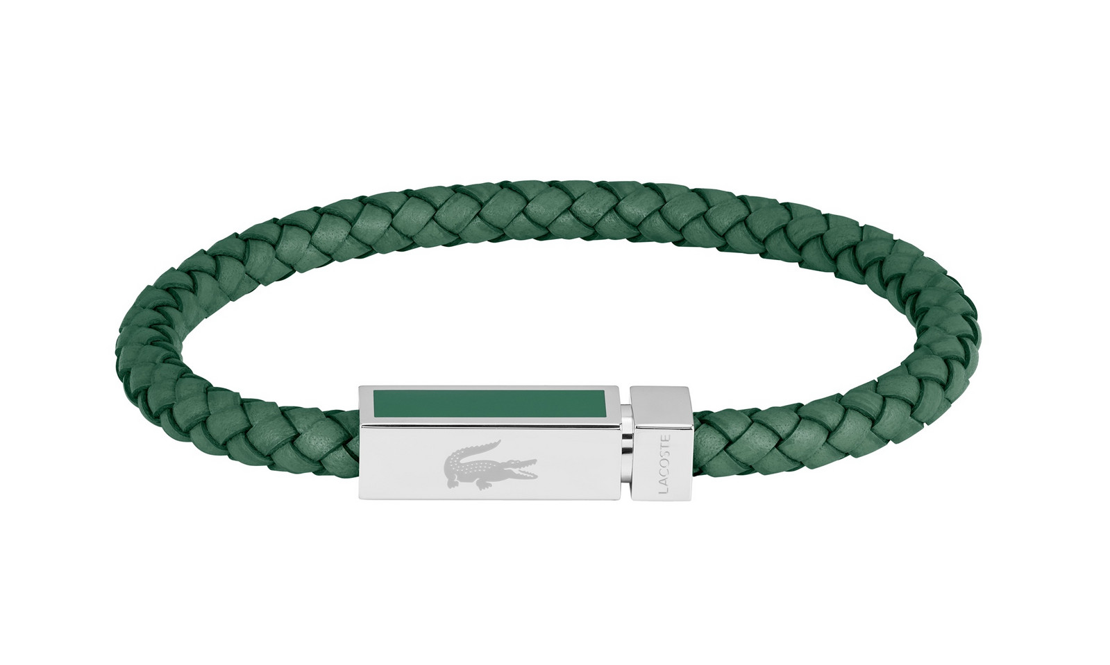 Lacoste Zelený kožený náramek pro muže Rockel 2040449