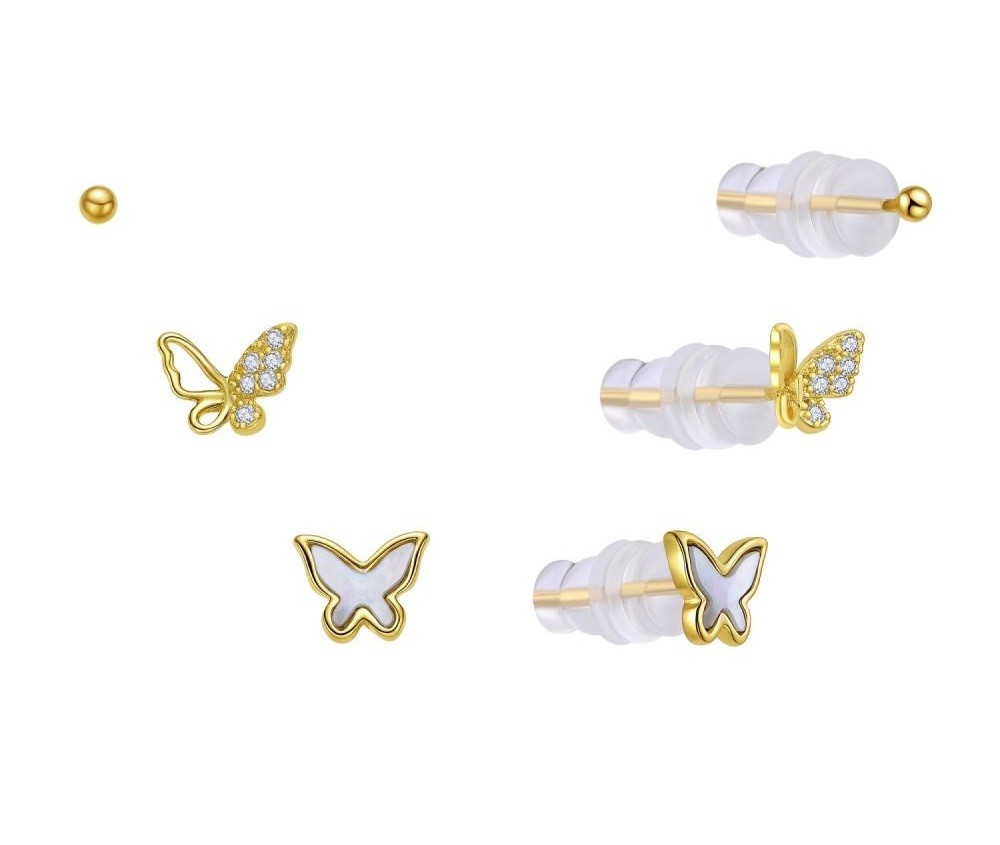 MOISS Pozlacená sada hravých náušnic E0004645 (3 páry náušnic)