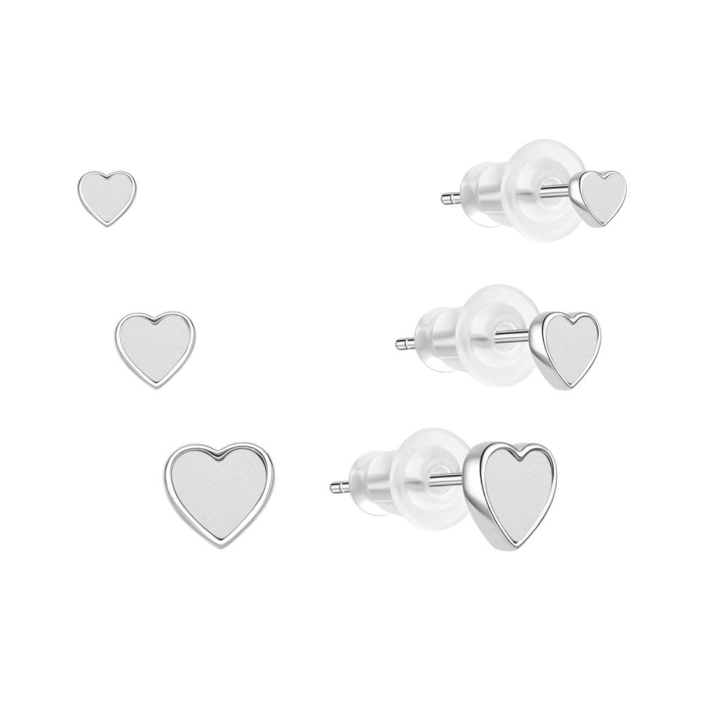 MOISS Sada stříbrných náušnic Srdíčka E0004640 (3 páry náušnic)