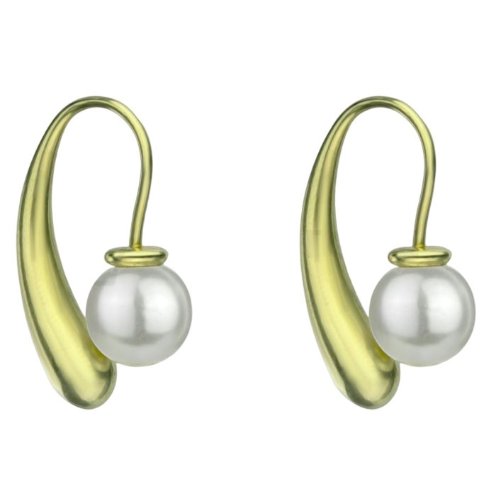 Marc Malone Pozlacené náušnice s umělou perlou Jennifer White Earrings MCE24025G
