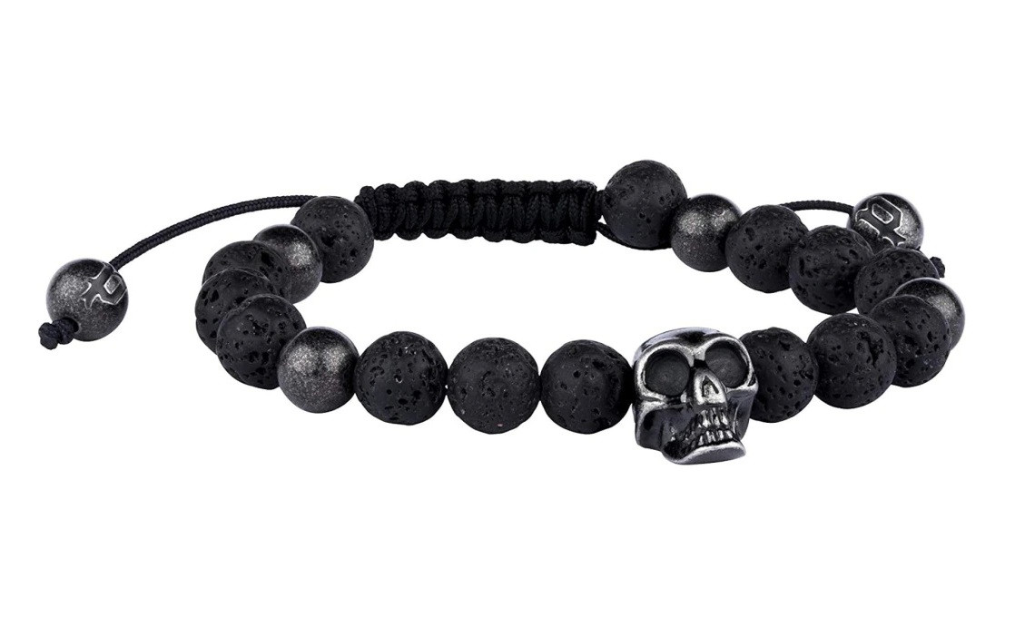 Police Stylový korálkový náramek s lebkou Amroth PJ26360BSB.02
