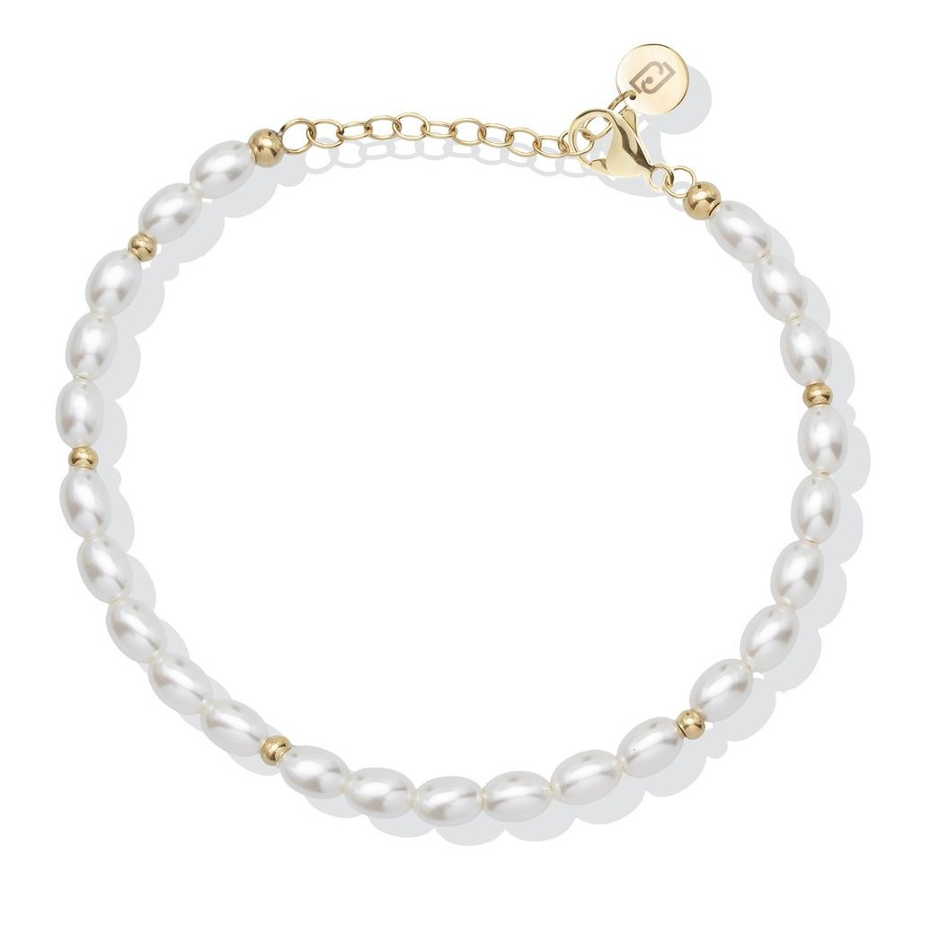 Liu Jo Ocelový náramek na nohu se syntetickými perlami LJ2848