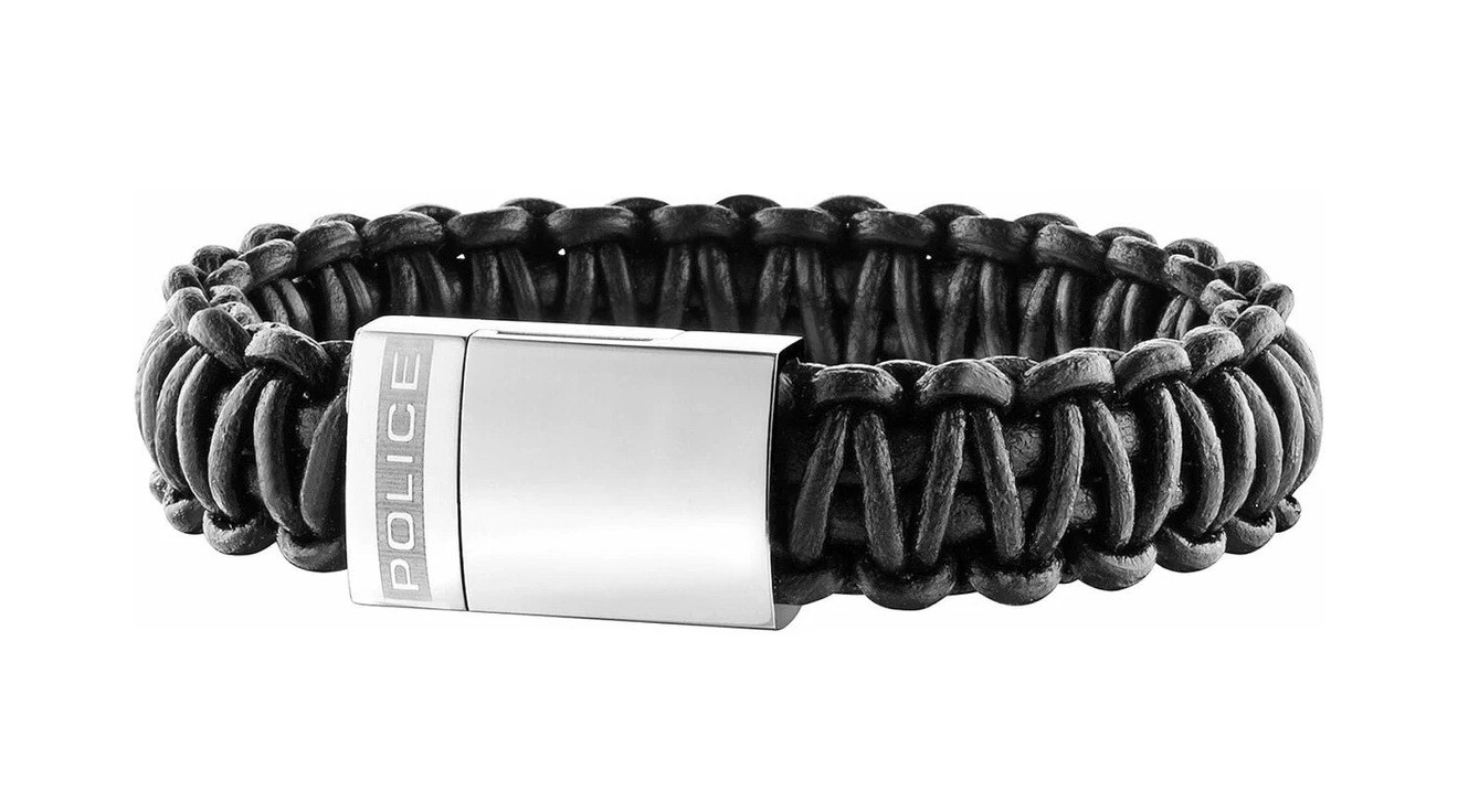 Police Stylový kožený náramek pro muže PJ25687BLB01S