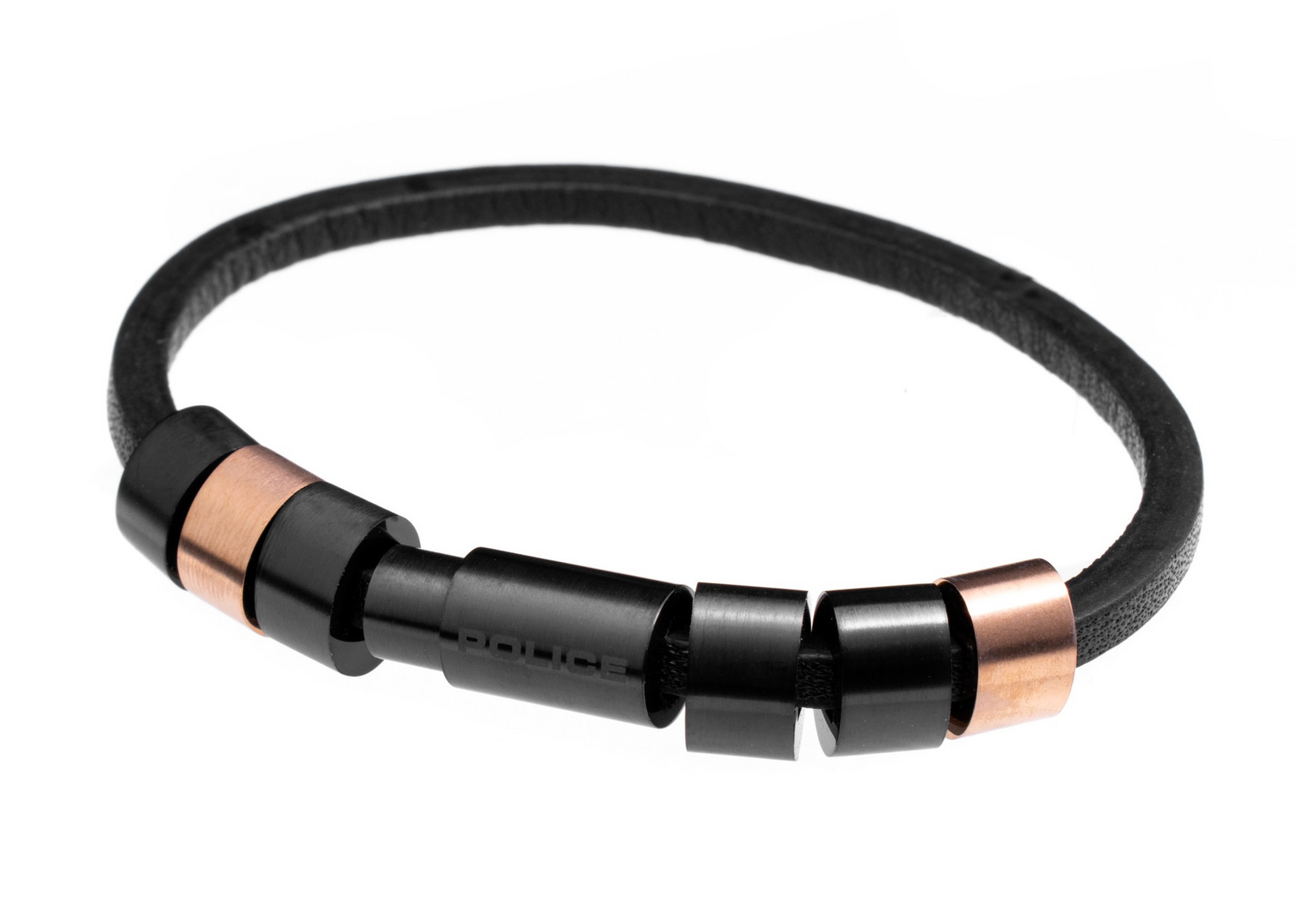 Police Moderní náramek z černé kůže PJ22653BLR319