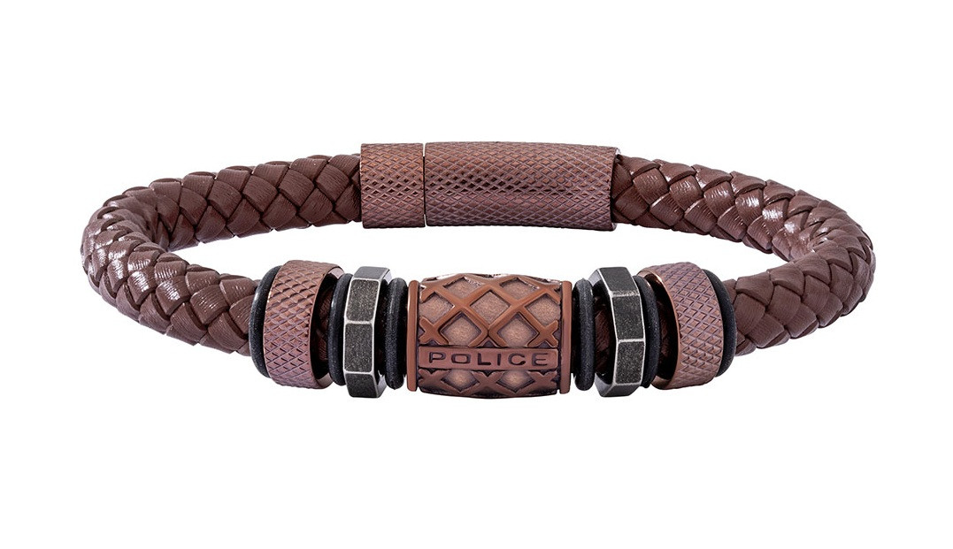 Police Pánský kožený náramek Longford Copper PJ26458BLC-02