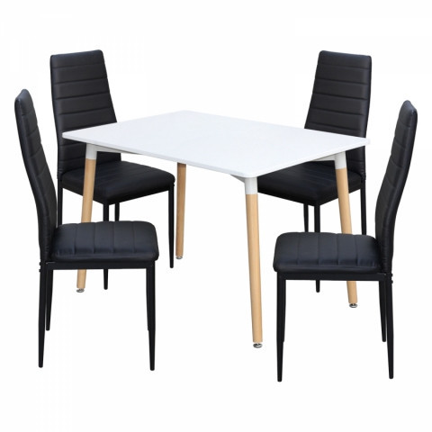 Jídelní set 4+1 stůl ONE 120x80 bílý + židle SIGMA černé Idea