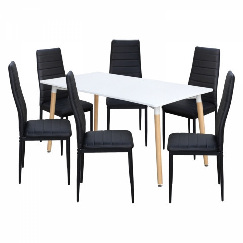 Jídelní set 6+1 stůl ONE 160x90 bílý + židle SIGMA černé Idea