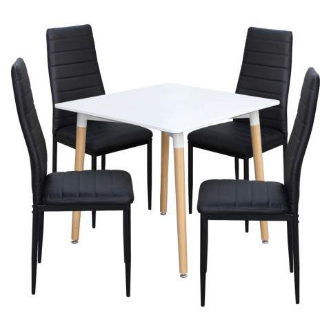 Jídelní set stůl ONE 80x80 bílý + židle SIGMA černé Idea