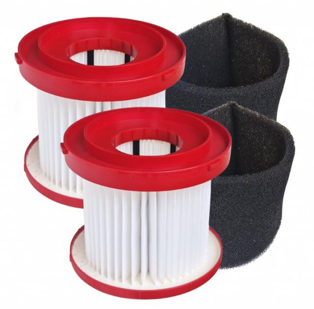 HEPA filtr pro MILWAUKEE M18 VC2, M18 FPOVCL, M12 FVCL a filtr pěnový, 2ks