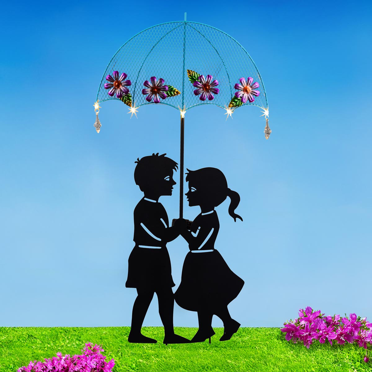 Haushalt international Solární zahradní zápich Děti pod deštníkem