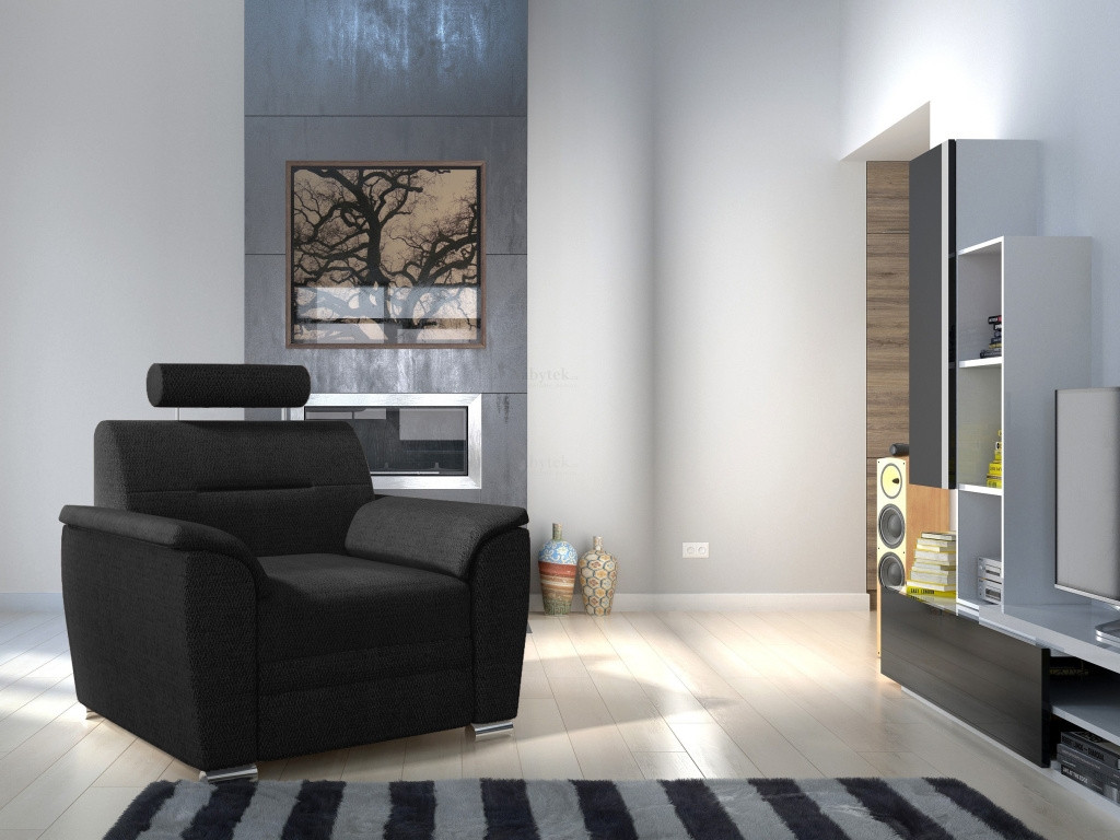 Křeslo se záhlavníkem WILUNA, černá látka