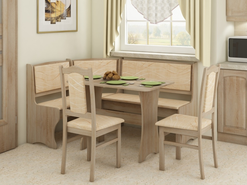 Rohový jídelní set BUREWALA se židlemi, dub sonoma/látka monaco, 5 let záruka