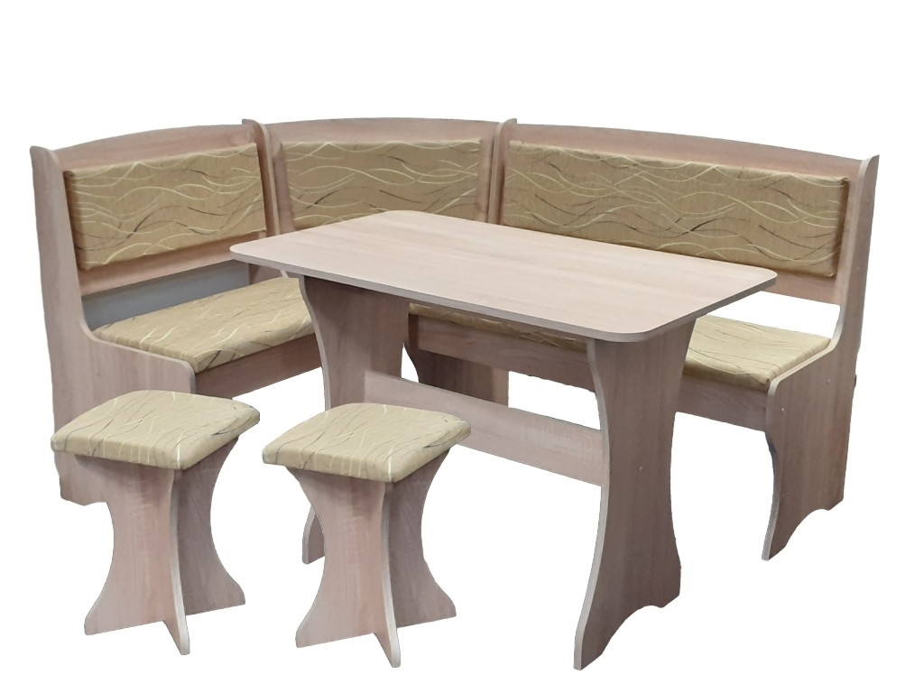 Rohový jídelní set BUREWALA s taburety, dub sonoma/látka monaco, 5 let záruka