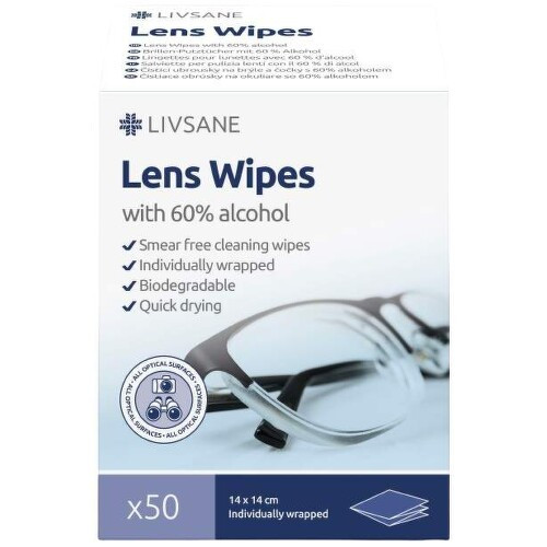 LIVSANE Čisticí ubrousky na brýle a čočky 50ks