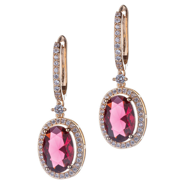 Náušnice s vínovým kamenem oválné