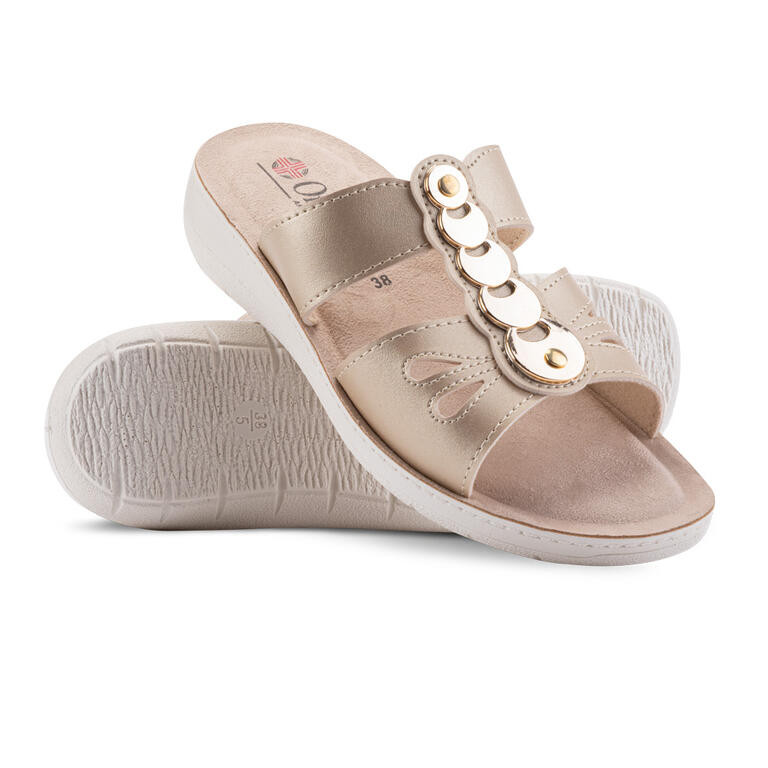 Dámské pantofle na klínku se zlatým zdobením vel. 37