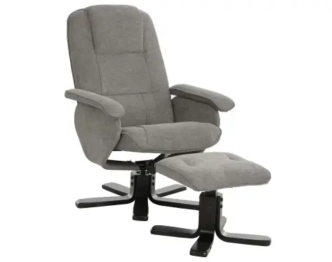 Polohovací křeslo s taburetem Helga, myší šedá látka