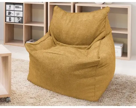 Sedací pytel Norvik, jantarově žlutá strukturovaná tkanina