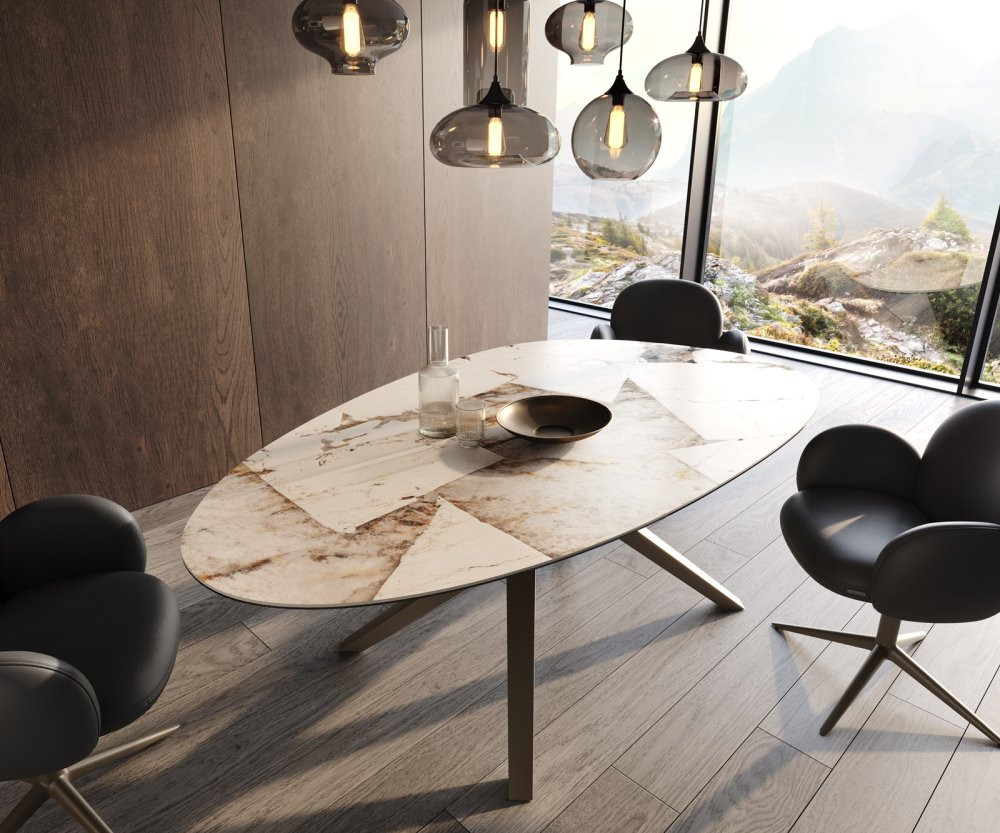 Jídelní stůl Edge oválný 220x120 keramika Iris FmG Patagonia Lappato