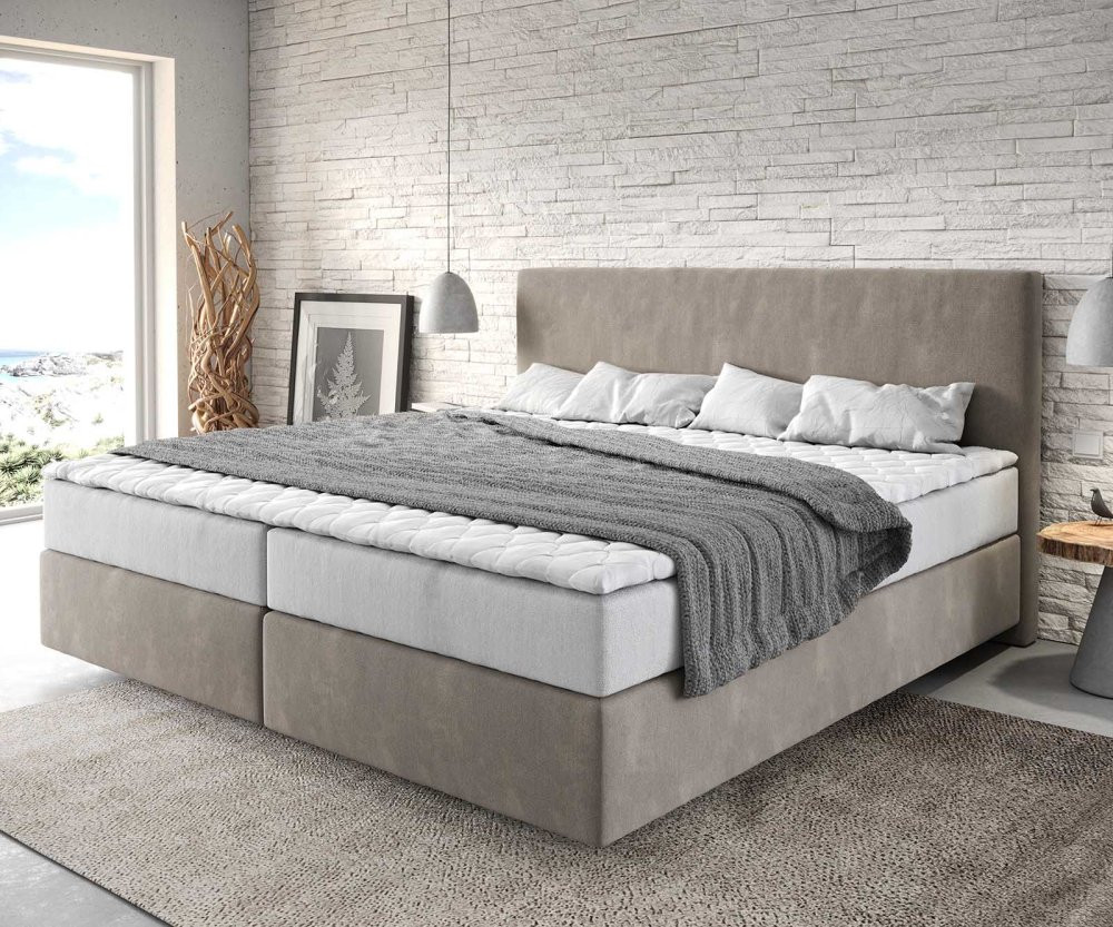 Boxspring postel Dream-Well mikrovlákno béžová 200x200 cm