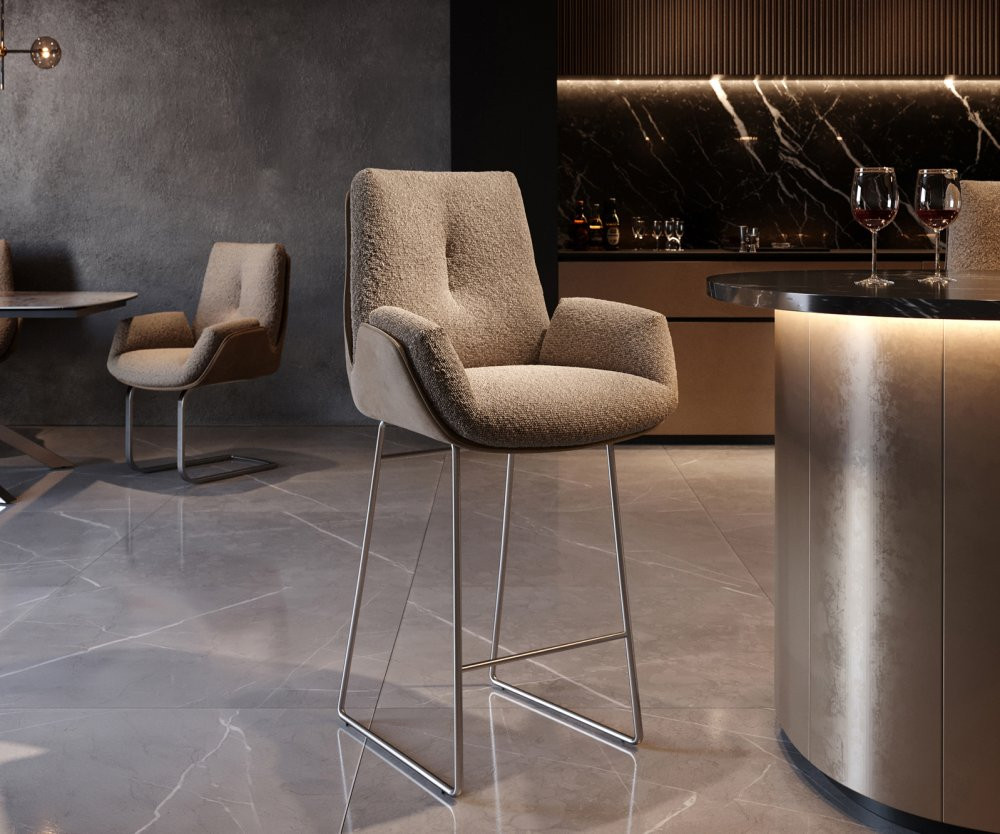 Jídelní židle Clea-Flex tenká podnož nerezová ocel mix materiálů taupe