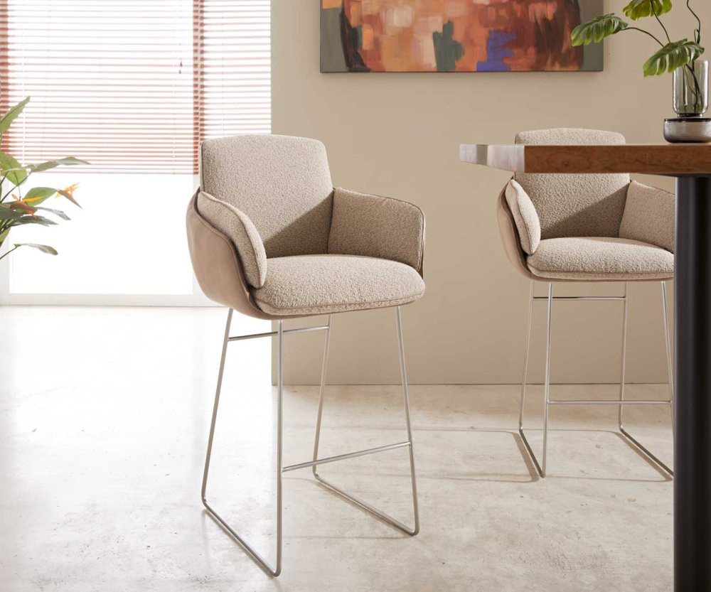 Barová židle Luan-Flex tenká podnož nerezová ocel mix materiálů taupe