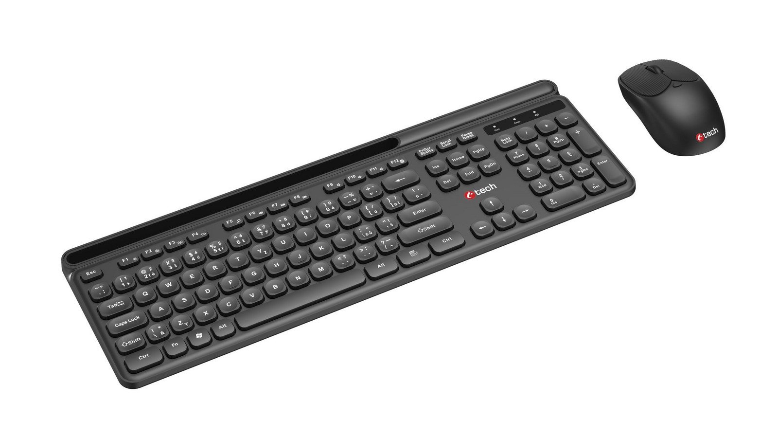 Klávesnice C-TECH Quallis WLKMC-05, bezdrátový combo set s myší, černý, USB, CZ/SK
