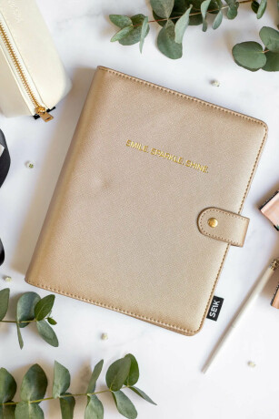 Kožený (vegan) kroužkový obal na diář A5 (béžová)