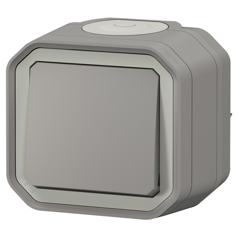 Tlačítko řazení 1/0 Legrand Plexo šedá