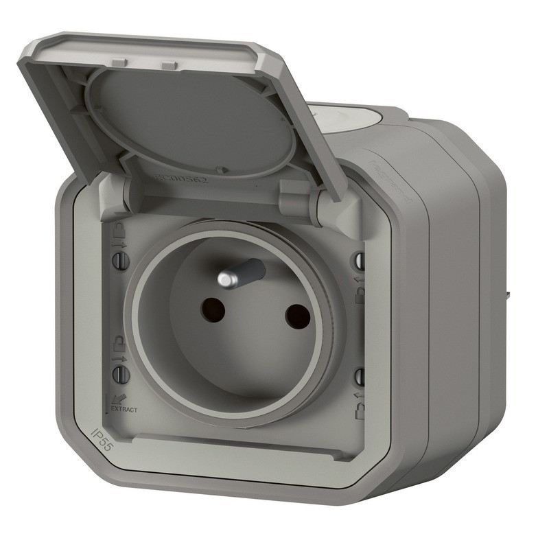 Zásuvka230 V jednonásobná Legrand Plexo šedá