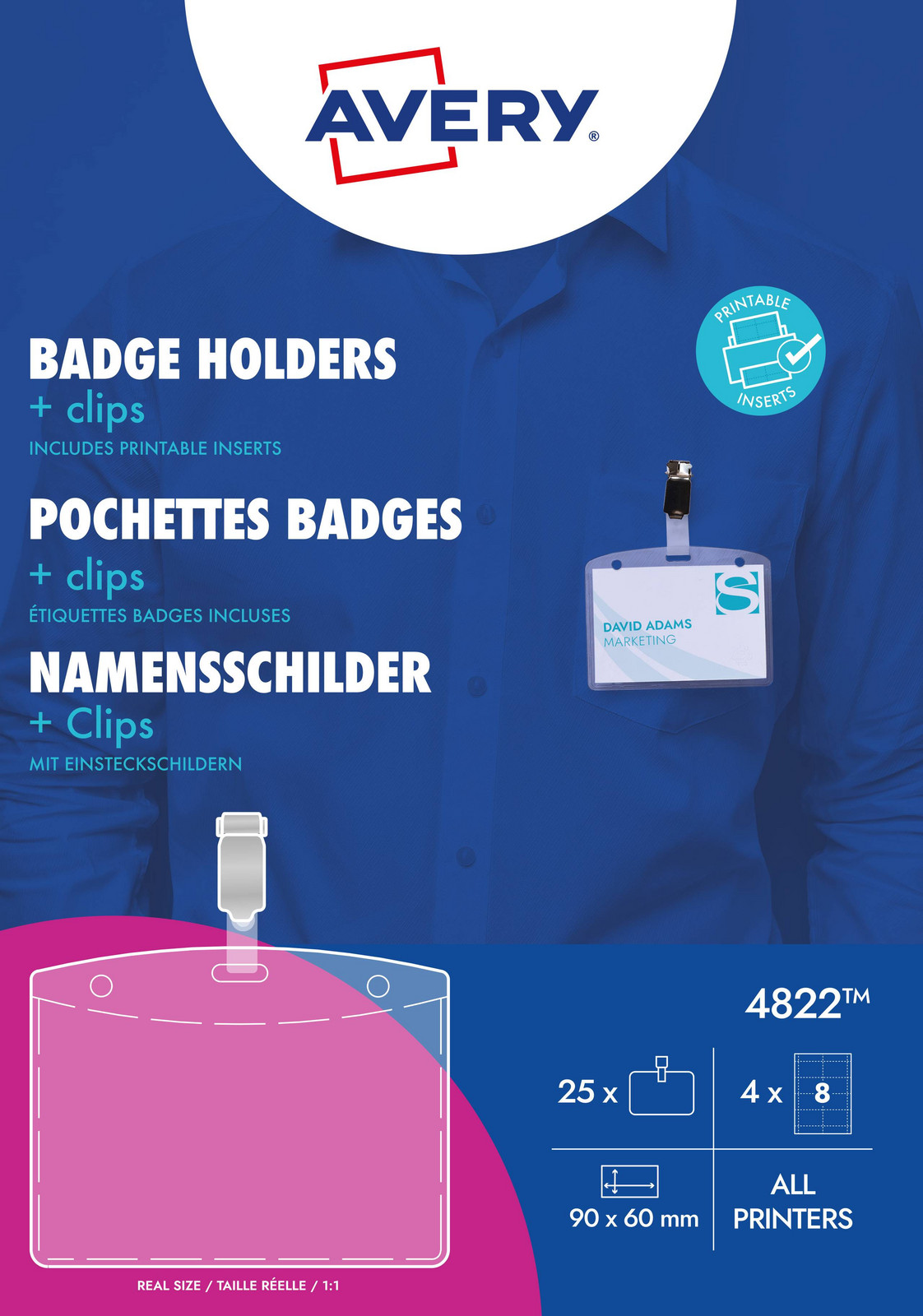 Avery-Zweckform 4822 štítek se jménem (š x v) 90 mm x 60 mm 25 ks