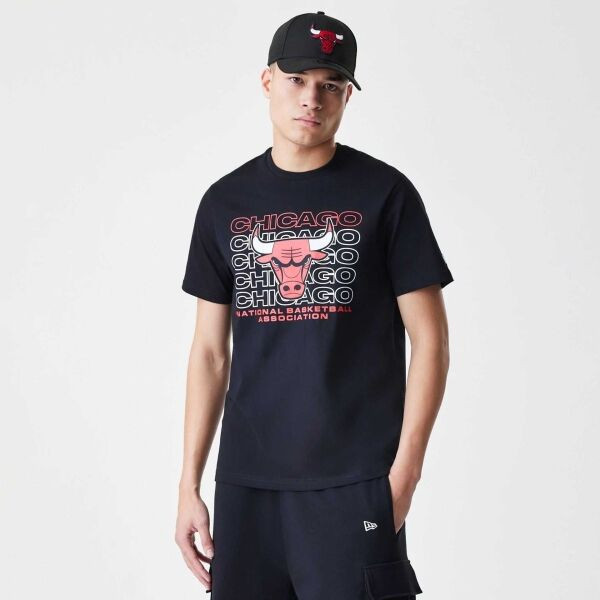 New Era CHICAGO BULLS NBA STACK WORDMARK Pánské triko, černá, velikost