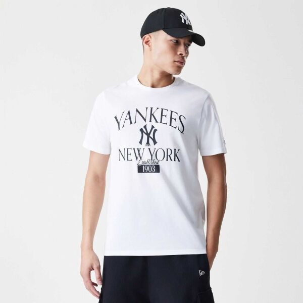 New Era NEW YORK YANKESS MLB ARCH WOODMARK Pánské triko, bílá, velikost
