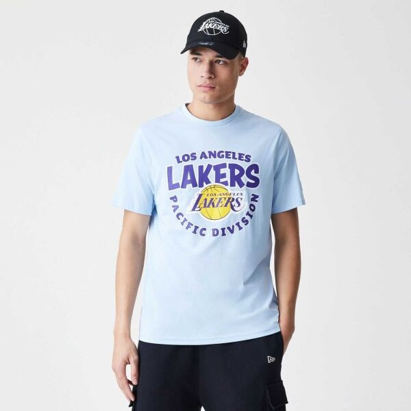 New Era LA LAKERS NBA BUBBLE WORDMARK Pánské triko, světle modrá, velikost