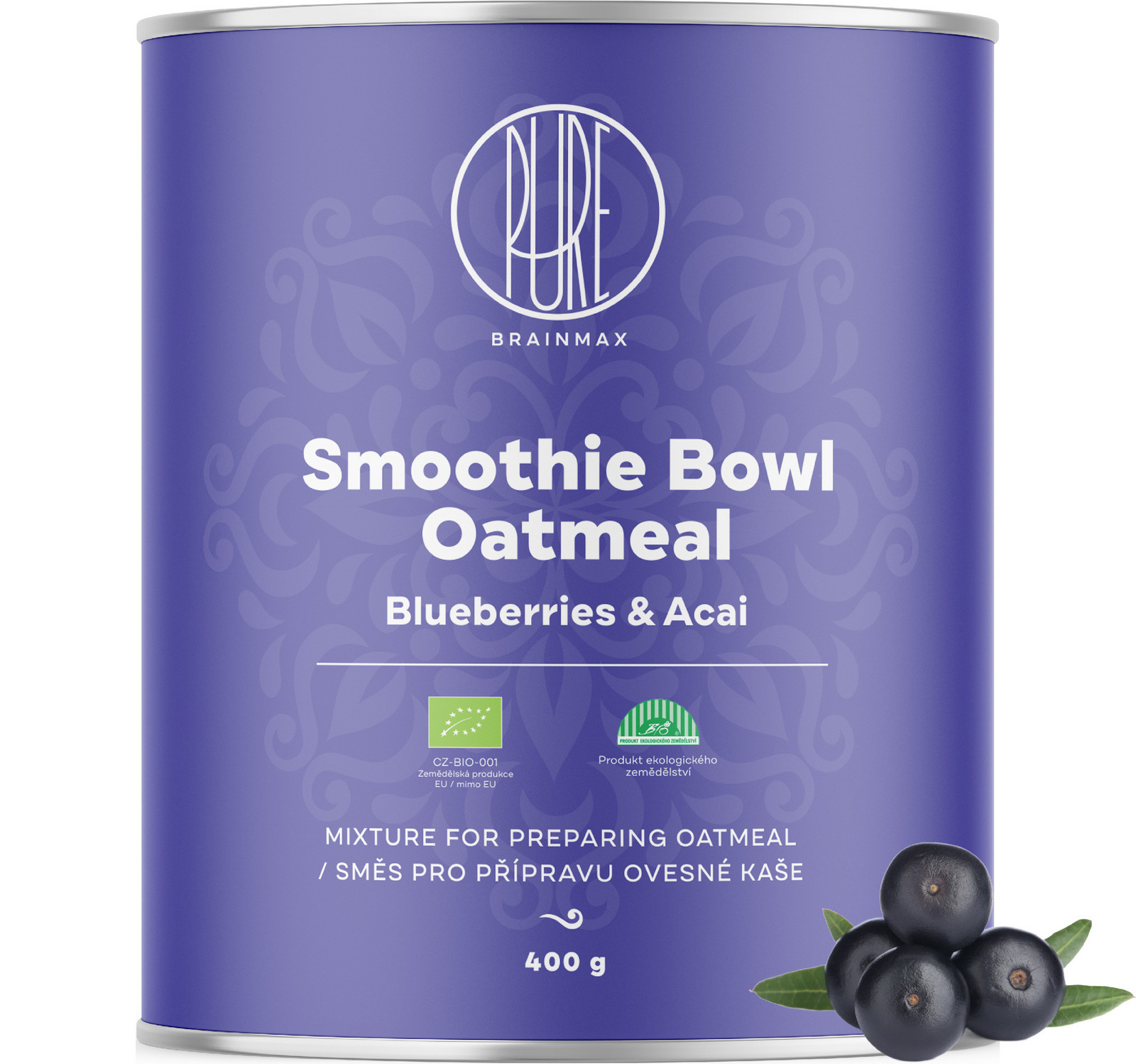 BrainMax Pure Smoothie bowl kaše, acai a borůvky, BIO, 400 g